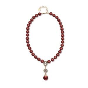 Charter Club Dark Red Pearls Lariat Tower Necklace NWT
